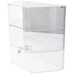 Plymor Acrylic Locking Case, Sliding Back, 2 Shelf Mirrored 16.5" x 16.5" x 8.5" - Picture 1 of 1