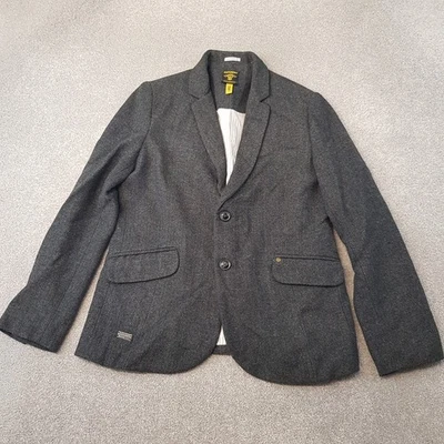 Superdry Hombre Chaqueta Grande Gris Blazer Mezcla Lana Espiga Country Fitted Foto 1 de 4