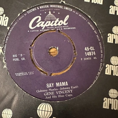 Gene Vincent And His Blue Caps – Say Mama - Vinyl 7" Single 45 UK - VG+ Foto 1 de 2