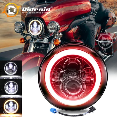 RED 7" LED Headlight Hi/Low Beam Projector for Harley-Davidson Street Glide FLHX - Image 1 of 4