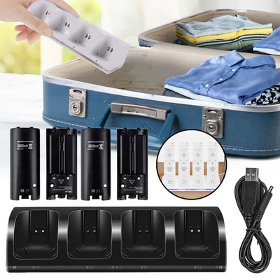 Profi Ladestation für Nintendo Wii Remote Controller + 4 Stück 2800mAh Batterie - Bild 1 von 4