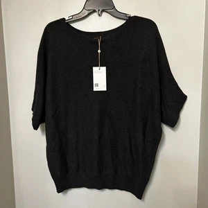 Quince Knit Blouse Top Women M Black Organic Cotton Cashmere Blend Lagenlook NEW - Picture 1 of 9