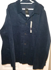 Mens Navy Blue Corduroy Cord Tailored Jacket Coat Size XXL Chest 48 50 Slim Fit - Picture 1 of 8