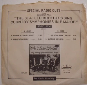 The Statler Brothers - 1972 Special Radio Cuts Promo EP with Sleeve - Picture 1 of 3