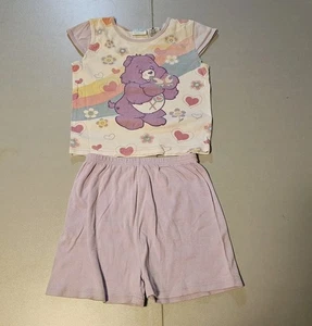 Vintage Care Bears Share Bear Frottee kurzes Shirt Outfit Mädchen Größe 8 Rarität - Bild 1 von 4