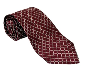 Corbata Roundtree & Yorke Repp para hombre borgoña seda a cuadros hecha a mano toda seda - Imagen 1 de 11