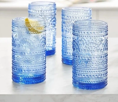 Vasos de 18 onzas The Pioneer Woman Channing Glass, azul, juego de 4 Foto 1 de 4