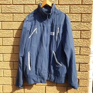 Adidas Originals Mens XL sweatsuit Track Jacket Blue Seersucker World of Sport - Picture 1 of 12