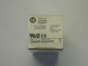 NIB Allen Bradley 800MR-QA24AAR small round flush push button amber reed block - Picture 1 of 5