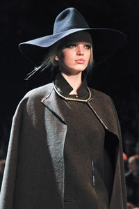 LANVIN F/W 2011 RUNWAY anthrazitgrau Wagenrad breite Krempe Kaninchenfilzmütze S/56/7 - Bild 1 von 12