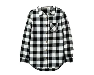 Camisa tejida con botones para niñas - Cat & Jack - Cuadros negros y blancos - XXL 18 Plus, - Imagen 1 de 7