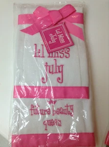 MUD PIE LIL MISS JULY / FUTURE BEAUTY QUEEN  BURP CLOTH - SET OF 2 NEW - Picture 1 of 1