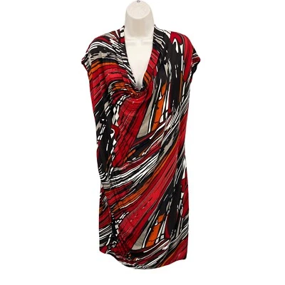 Kenneth Cole Dress Woman M Multicolor Statement Party Abstract Oversized Retro - Image 1 of 4