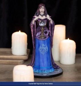 Crystal Ball Mystical Figurine by Anne Stokes, H25cm W15cm D15.5cm hand-painted - Picture 1 of 7