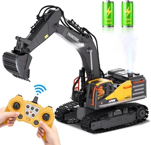 RC Excavator Toy for Boys -11CH Remote Control Excavator with Metal Shovel, Ligh - Picture 1 of 7