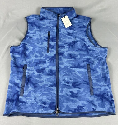 Peter Millar Golf Vest Crown Micro Shearling Fleece Camo Print Large Blue $198 - Image 1 of 4