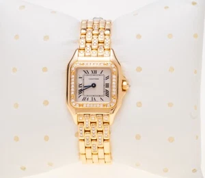 Cartier Panthere Uhr 22mm Factory Diamond Pave 18k Gold Cartier Service & Box - Bild 1 von 7