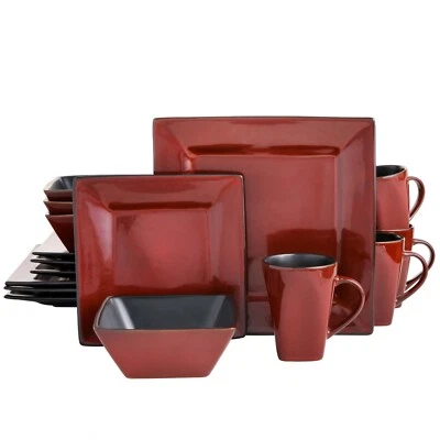 Gibson Elite Kiesling 16-Piece Stoneware Dinnerware Set - Red