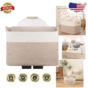 Natural Cotton Woven Storage Basket: Extra Large for Living Room and Nursery - Picture 1 of 11