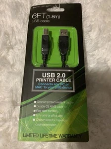 HYPE™ 6 ft. USB 2.0 Printer Cable - Connects any PC or MAC® - Picture 1 of 4