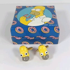 Homer Simpson Head 3D Cufflinks Fox 1998 Mad Dogs & Englishmen Vintage Boxed - Picture 1 of 10