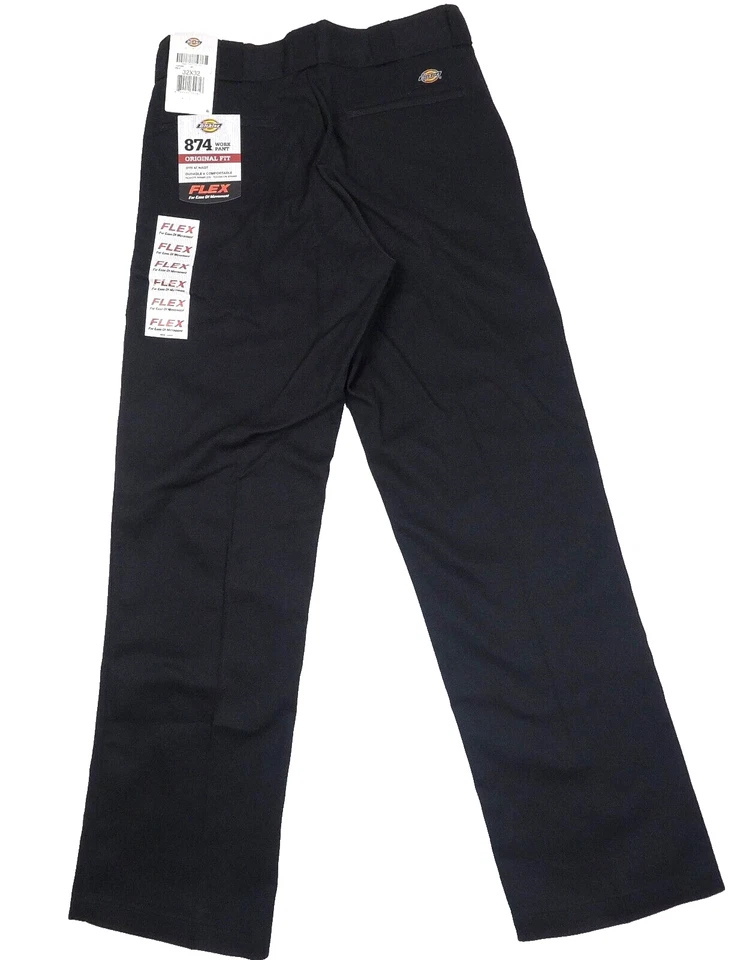DICKIES Men's 874 Original Fit Flex Black Classic Work Pants Size 32W 32L