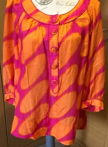 Marimekko for H&M Limited Edition Top Pink/Orange 3/4 Sleeve UK10 EUR 38 New - Picture 1 of 10