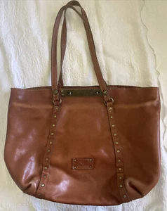 Bolso de Mano Patricia Nash Benvenuto Cuero Marrón Tachonado Grande Cartera Tachuelas - Imagen 1 de 15