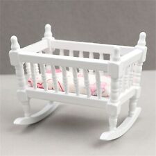 1 12 Miniature Baby Bed Small Three-dimensional Wood Unbreakable White