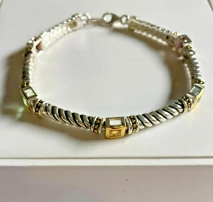 Armband Sterling und Regenbogen der Edelsteine Goldplatte Akzente 7" - Bild 1 von 15