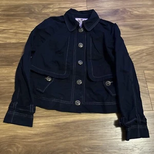 Juicy Couture Womens Blue Button Up Jacket Size P - Picture 1 of 8