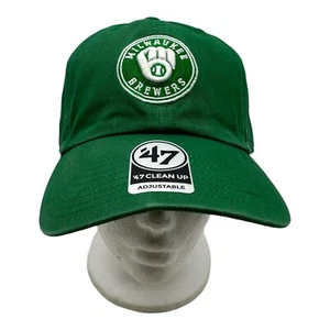 NWT '47 Brand Clean Up Milwaukee Brewers MLB Green Adjustable Strapback Hat Cap - Picture 1 of 6