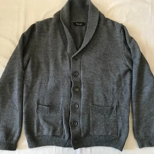 ZARA MEN'S GRAY SHAWL COLLAR CARDIGAN WOOL COMBO KNITTED LARGE US EU - Picture 1 of 10