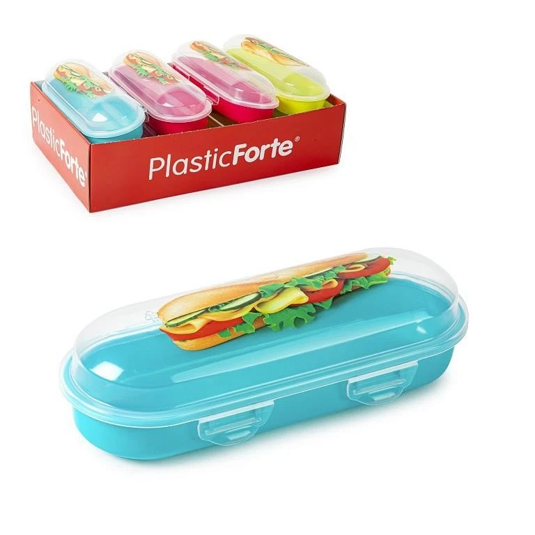 1 Pezzo Contenitore Panino Multiuso in Plastica 23 x 9,5 x 6,75 cm 4 Colori - Immagine 1 di 1