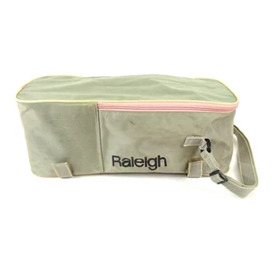 Vintage 80s Nylon Rack Zipper Bag Hook & Loop Beige Shopper Bike ? GN-557-I12 - Picture 1 of 8