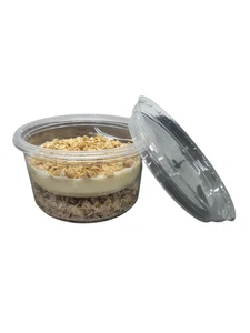 $ 12oz Deli Pot, 8oz Insert & Lid - Clear  -  Dessert  / Granola Pot  - Pack 50 - Picture 1 of 5