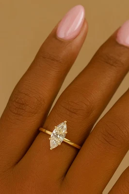 14K Solid Yellow Gold Lab Grown Diamond Wedding Ring VS1 E F Color Diamond Ring - Image 1 of 4