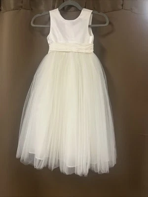 Vestido de niña flor satinado con lazo y falda de tul Foto 1 de 4