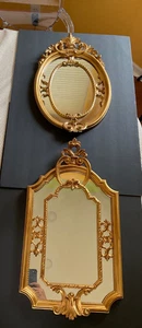 VINTAGE Louis XVI Style Rococo Gold Gilt Oval And Square Italian 2 Mirrors - Picture 1 of 7