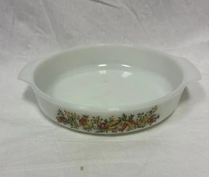 Plato para hornear vintage Anchor Hocking Fire King #429 patrón de cosecha de otoño 9" naturaleza - Imagen 1 de 7