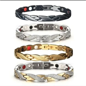 Pulsera Magnética Casual Retro Moda Patrón Dragón Dorado y Plata - Imagen 1 de 16