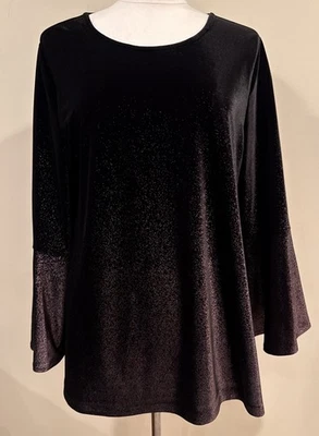 Alfani Top Womens 3X Ombré Metallic Velvet Whimsigoth Fairy Glam Stretch - Image 1 of 4