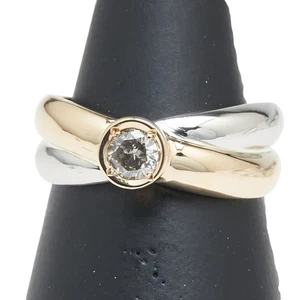 AUTHENTIC Ring ring K18YG yellow gold/Pt900 Platinum #11.5(JP Size) Women - Picture 1 of 7
