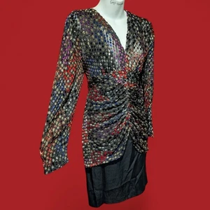 SAINT ROMEI vtg 80s disco dress silk burnout velvet lame fits sz Small 3F - Picture 1 of 12