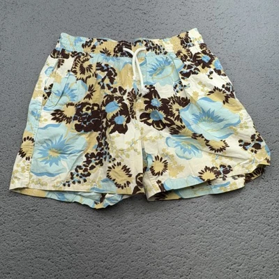 Vilebrequin Swim Shorts Mens XL Blue Yellow Floral Mesh Lined Drawstring Cotton - Image 1 of 4