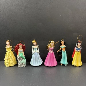 Lot Of 6 Disney Princess Ornaments Belle Ariel Aurora Jasmine Cinderella Snow - Picture 1 of 15