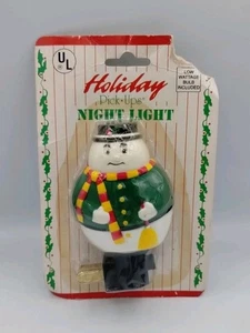 Vtg Christmas Night Light Snowman Green Sweater Plastic Holiday Pick Ups Decor  - Picture 1 of 8
