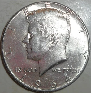 1964 Kennedy Half Dollar, letztes Jahr Silber, schöne Münze, Nachlassverkauf, KOSTENLOSER VERSAND - Bild 1 von 2