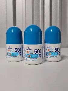 3 Pack SPF 50+ Sensitive Kids Roll-On Suncream VEGAN 50ml Waterproof Sun Lotion - Picture 1 of 1
