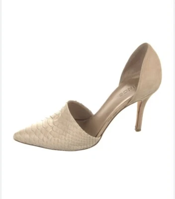 Vince Pumps Women 8.5 Claire Python D’orsay Leather High Heels Neutral Beige - Image 1 of 4
